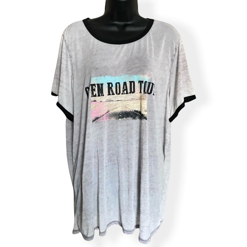 LORENA Rose Open Road Trip Comfy Gray Shirt Oversized